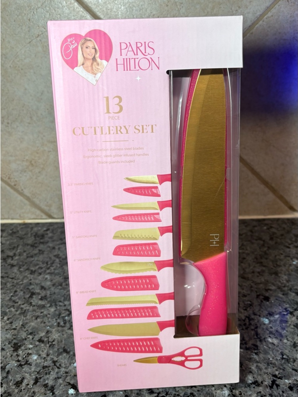 Paris Hilton Pink and Gold Cutlery Set Packaging